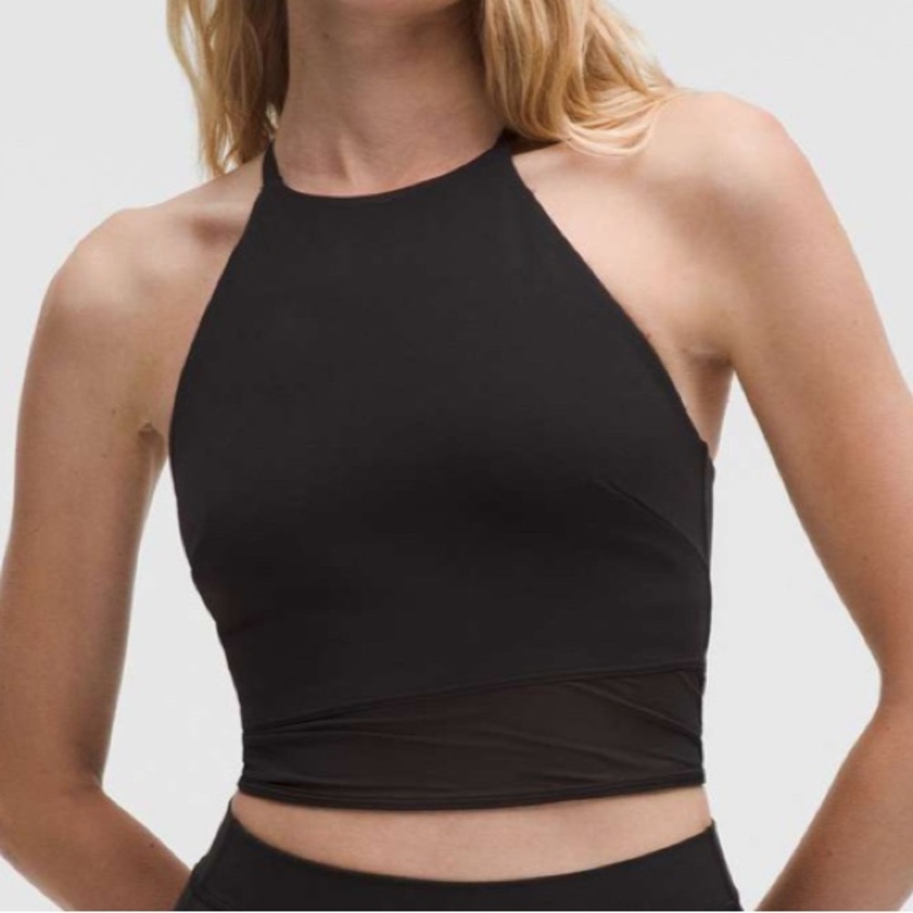 Lululemon Nulu High-Neck Mesh-Hem Tank Top *Light Support, B/C Cup Black XL